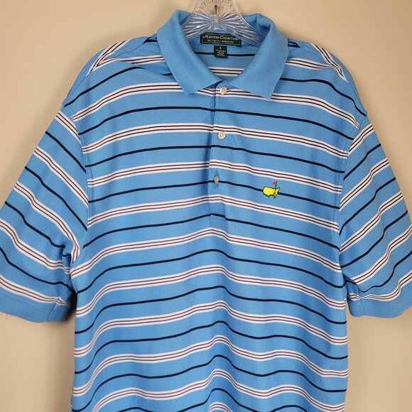 Masters Collections Polo Shirt 60's Two-Ply Pima Cotton Striped Sz L - Picture 5 of 16